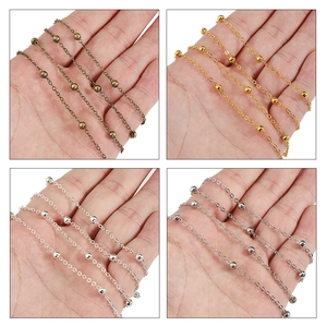 DIY jewelry 2-meter beaded cable chains in bronze gold silver and steel finishes