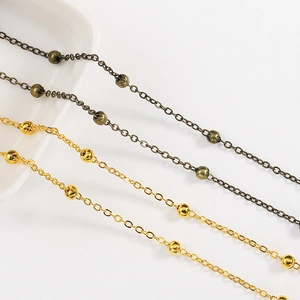 Golden and bronze 2m ball spacer chain for DIY necklace and jewelry making crafts