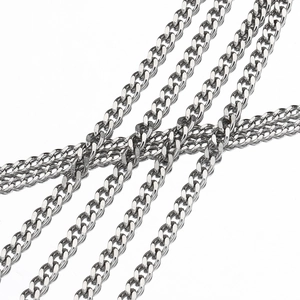 Chaîne Cubaine en Acier Inoxydable Accessoire de Fabrication de Bijoux DIY Collier Bracelet Fournitures Couleur Acier