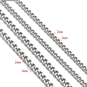 Chaînes cubaines en acier inoxydable de 2mm 3mm et 4mm pour la création de bijoux
