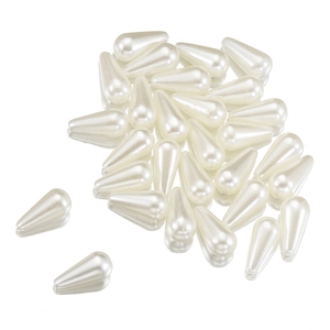 Cuentas de Perlas Artificiales Artificiales de Gota de Agua de Plástico Sueltas para DIY Diadema Tocado Joyería Decoración Blanco