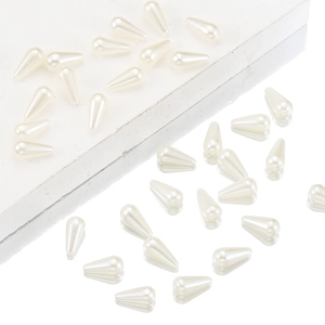 100 perlas blancas en forma de gota para diademas DIY y accesorios de joyería