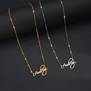 Audrey Name Pendant Necklace Stainless Steel Gold Silver Personalized Letter Choker For Women Minimalist Jewelry Gift