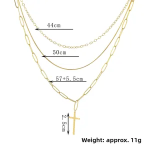 Parametri dettagliati delle dimensioni della collana a strati 14K e del ciondolo croce