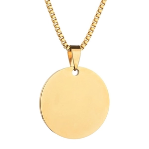 Minimalistische goldene Edelstahl-Halskette mit rundem Anhänger und polierter Box-Kette