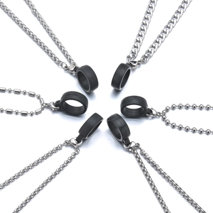 Universal 304 stainless steel vape lanyard chains with black silicone rings set