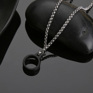 304 stainless steel keel chain with black silicone ring for electronic devices