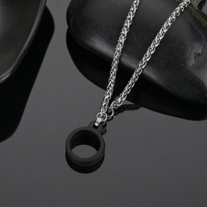 Stainless Steel Necklace With Silicone Ring For Atomizer Accessory Minimalist Industrial Style Unisex Lanyard Jewelry Chain