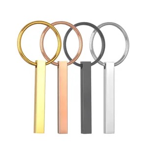 Portachiavi a Barra in Acciaio Inossidabile Minimalista Anello a Pilastro Geometrico per Uomo Donna Gioielli Metallici Lucidati