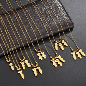 Edelstahl Zeichentrickfigur Anhänger Halskette Personalisierte Junge Mädchen Silhouette DIY Familie Freundschaft Schmuck Für Unisex