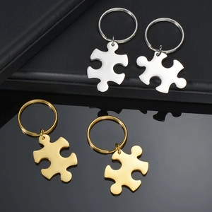 Minimalist puzzle pendant necklaces in silver and gold finishes with mirror polished surface