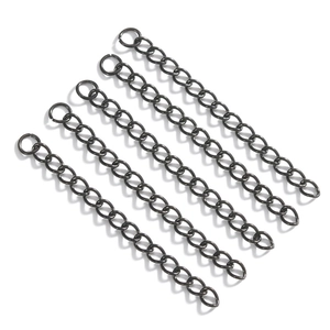 Lot de 5 chaînes d'extension en acier inoxydable noir fusil pour bijoux DIY