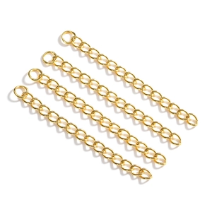Lot de quatre chaînes d'extension en acier inoxydable plaqué or 18 carats avec anneaux