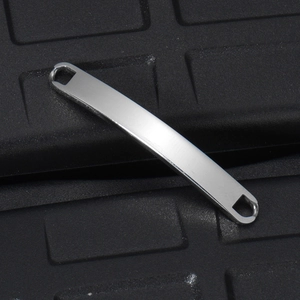 Polished stainless steel curved plate charm for NK chain bracelets with mirror finish