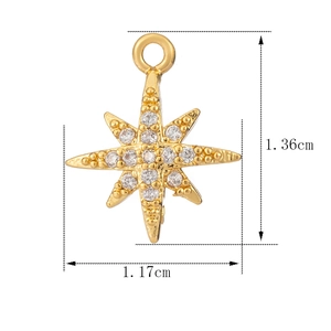 Detailansicht mit 1,36cm Höhe und 1,17cm Breite für diesen goldfarbenen Sternanhänger