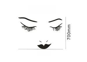 500mm x 700mm DIY wall sticker showing dimensions of a female face and red lips decal