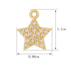 Detailansicht der Goldstern-Anhänger mit Kristallen, Maße 1,1 cm x 0,96 cm für Ketten