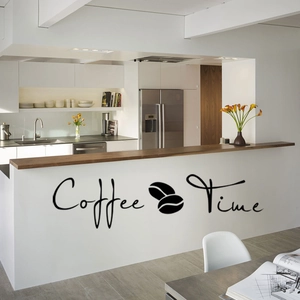 Coffee Time Wall Sticker PVC Waterproof DIY Art Decal For Kitchen Cafe Dining Room Minimalist Home Decor Coffee Bean Pattern