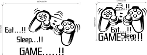 Detail showing two size options for the Eat Sleep Game controller wall sticker