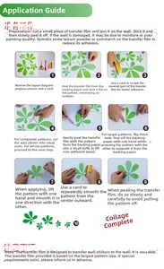 Step-by-step installation guide for Halloween bat wall decals with transfer film steps