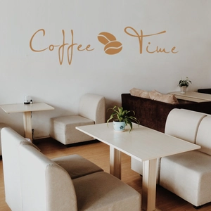 Artistic Coffee Time wall sticker with coffee bean decals for home and cafe decoration