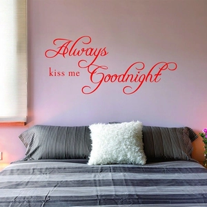 Always Kiss Me Goodnight Wall Sticker Removable PVC Art Quote Decal For Bedroom Living Room Home Decor