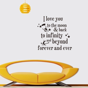 Love You to the Moon and Back wall sticker with stars and planets for home decor