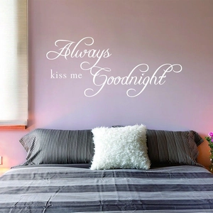 Artistic Always Kiss Me Goodnight vinyl wall decal for cozy bedroom wall decoration