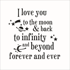 I love you to the moon and back wall decal sticker with stars and moon celestial design
