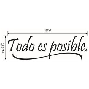 Détail du sticker mural espagnol Todo es posible de 56x15.5cm pour décoration intérieure
