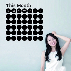 Minimalist black circle monthly calendar wall sticker with This Month title and date grids