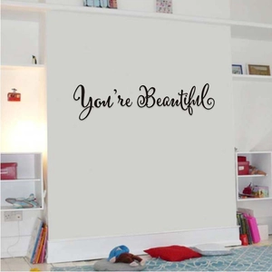 Elegant You're Beautiful vinyl wall sticker for bathroom mirror and home decoration