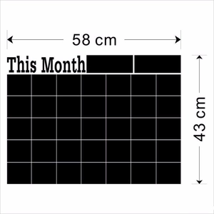 58x43cm removable black blackboard wall sticker monthly planner with This Month grid