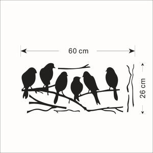 Kreativer Wandaufkleber mit Vögeln auf Ästen, PVC-Material, Größe 60 cm mal 26 cm