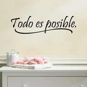 Sticker Mural Citation Espagnole Todo Es Posible Imperméable PVC Lettres Noires pour Salon Moderne Chambre à Coucher