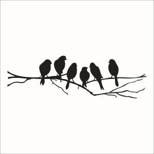 Moderne schwarze Vögel auf Ast PVC Wandtattoo für Wohnzimmer und Schlafzimmer Deko
