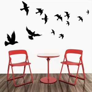 Minimalist black flying bird silhouettes wall stickers for living room decor
