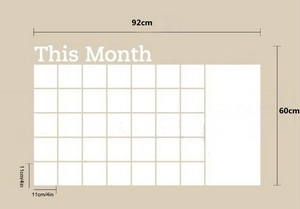 92x60cm monthly calendar blackboard wall sticker with 11cm grids for classroom planning