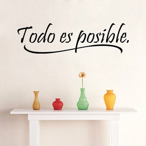 Sticker mural moderne 'Todo es posible' noir avec typographie cursive élégante décor