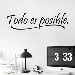 Sticker mural noir minimaliste 'Todo es posible' pour salon et décoration de bureau