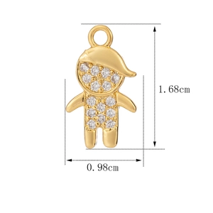 Goldener Jungen-Anhänger mit Zirkonsteinen und Größenangaben 1,68 cm mal 0,98 cm