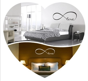 Infinity love symbol wall decal for bedroom decoration in black and white styles