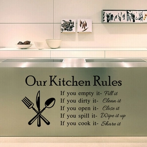 Adesivi murali Our Kitchen Rules con icone posate per decorazione cucina e sala da pranzo