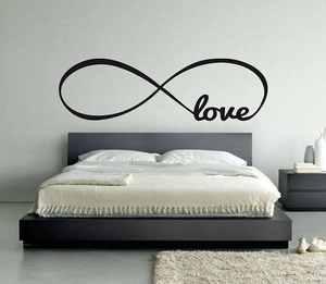 Minimalist black infinity love wall decal sticker for modern living room and bedroom decor