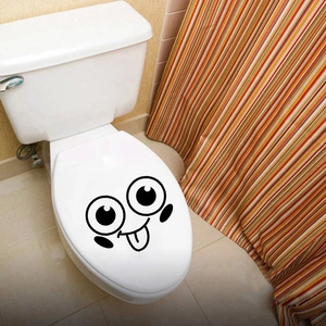 Waterproof self-adhesive creative smiley face toilet lid decal for bathroom home decoration