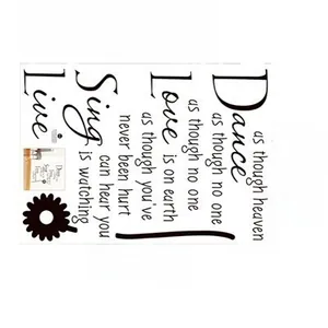 Detailed layout of black wall decals with inspirational quotes and floral patterns