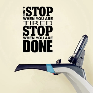 Sticker mural de sport inspirant avec citation de motivation pour salle de fitness