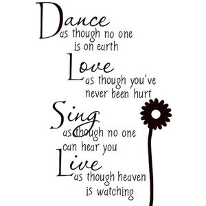 Dance Love Sing Live English Quotes Wall Sticker Black Daisy PVC Waterproof Removable DIY Art Decal For Home Living Room Decor
