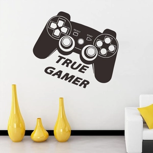 True Gamer Gaming Controller Wall Sticker PVC Waterproof Removable Decal For Living Room Bedroom TV Backdrop Gamer Room Decor Gift