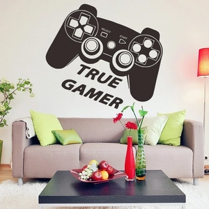 True Gamer game controller silhouette wall decal for modern living room decoration